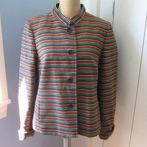 Talbots Navy Multi-colored Striped Jacket with Pockets